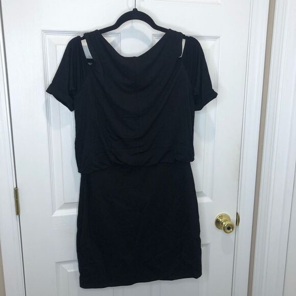 NWT Bailey 44 Evereve black short sleeve cutout shoulder dress, size medium - Picture 9 of 16
